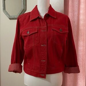 Liz Claiborne Vibrant Red Jean Jacket